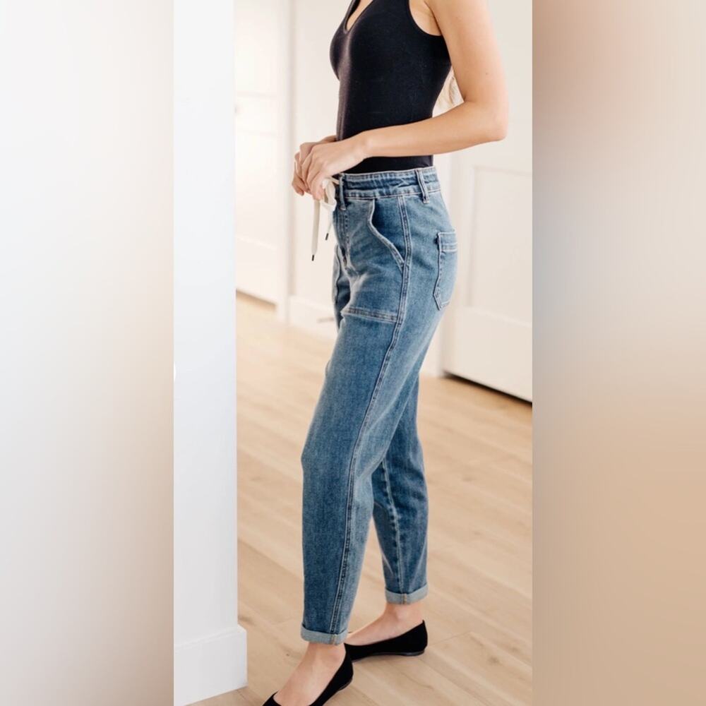 Judy Blue Straight Leg Paxton Joggers Jeans with Tie Detail 5/27 - Picture 7 of 11